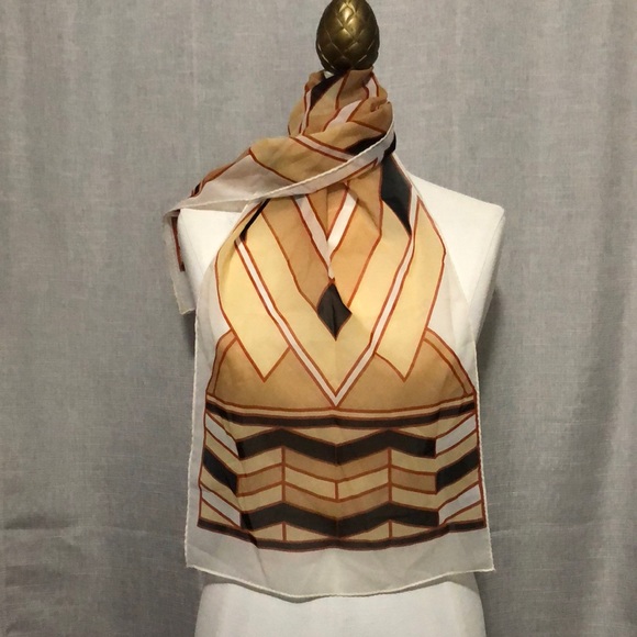 Gorgeous Vintage Scarf-Sheer-43x13-Earth Tones - Picture 2 of 12